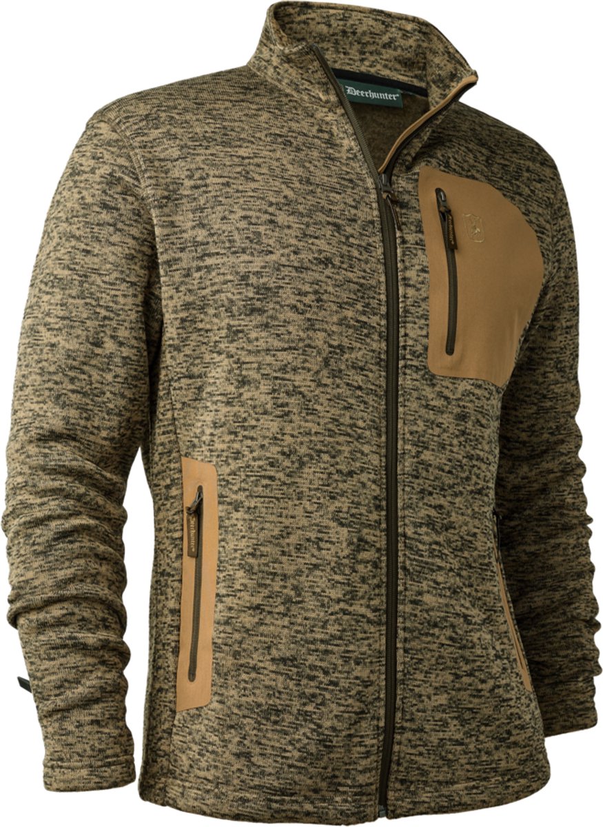 Deerhunter Sarek Knitted Jas- Butternut Melange-Winddicht Fleece Outdoor Fleece Maat 3XL