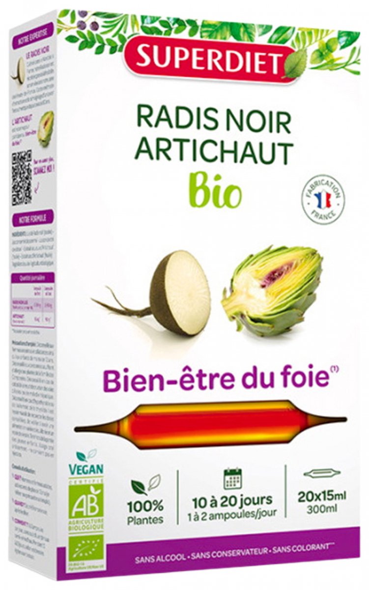 Superdiet Zwarte Radijs - Artisjok Biologisch 20 Flesjes
