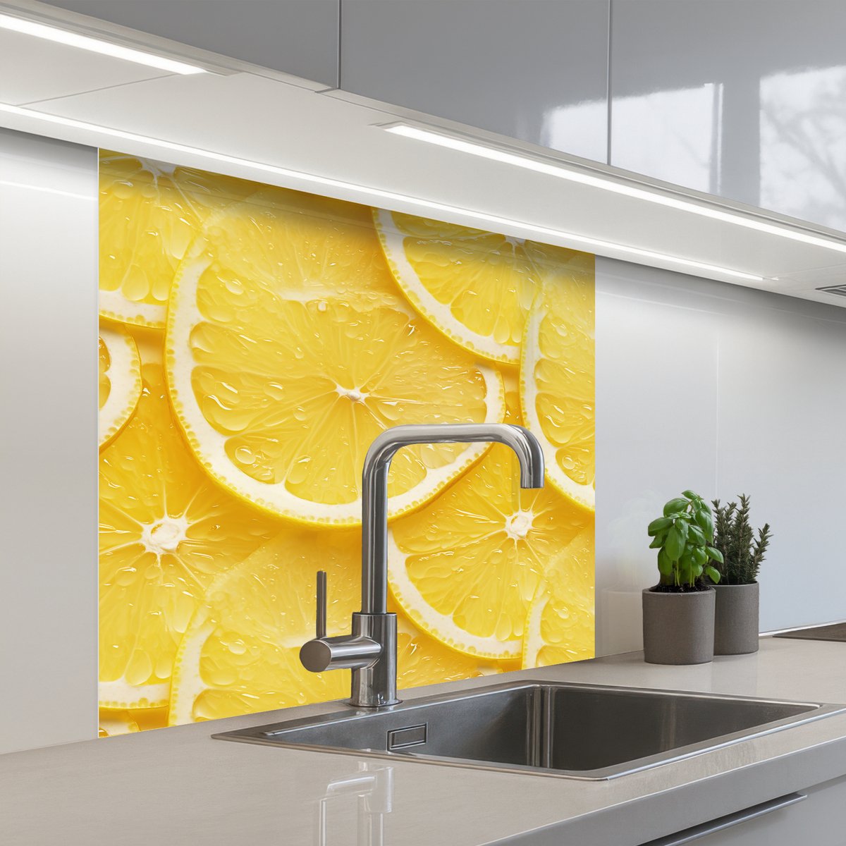 Keuken achterwand 80x80 cm - Spatscherm zelfklevend Schijfjes - Citroen - Sap - Muurbeschermer - Spatwand fornuis