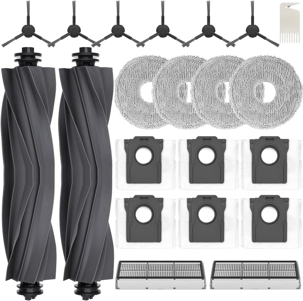 Accessoireset - geschikt voor Dreame L10s Ultra Gen 2/L10s Pro Ultra Heat/X30 Ultra/Mova E30 Ultra - JKOISL 2 x rolborstel - 6 x stofzak - 4 x dweildoek - 6 x zijborstels - 2 x filters — afbeelding 1