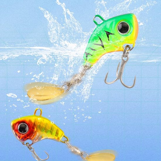 2 stuks - Kunstaas voor het vissen - Deeg - met drijvende, draaiende staart - Visgerei set - Jerkbait - voor Zout- en Zoetwatervissen - Uniek aasontwerp - 14G - Hard zwemmend kunstaas met roterend blad van Merkloos — afbeelding 4