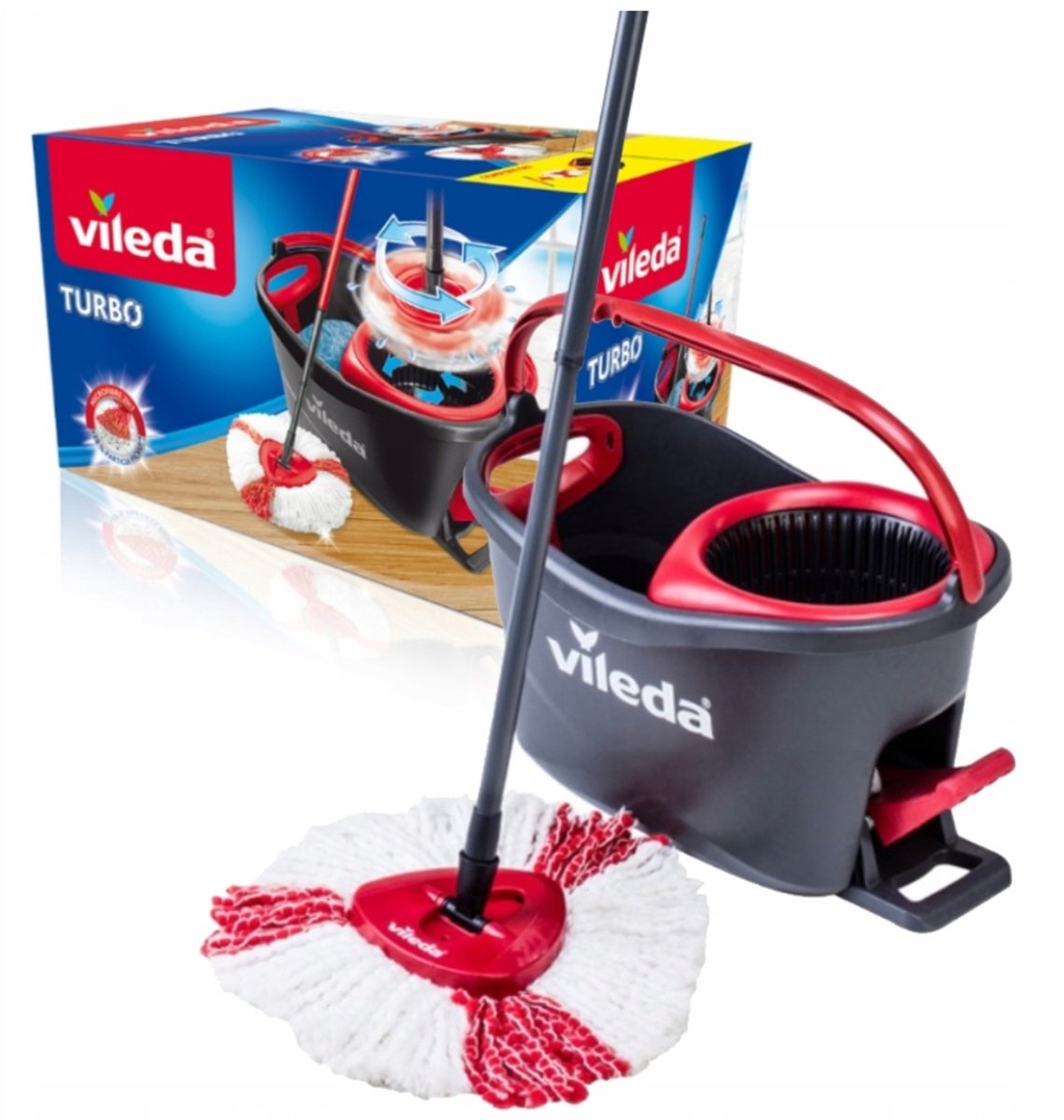 Vileda Turbo Mop Set: Draadloze Rotatiemop met Emmer