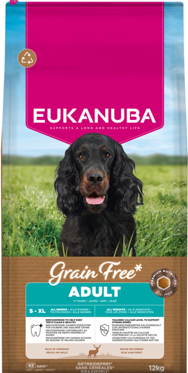 Eukanuba Eukanuba Hondenvoer Droog Grain Free Adult All Sizes Hert - 12 kg