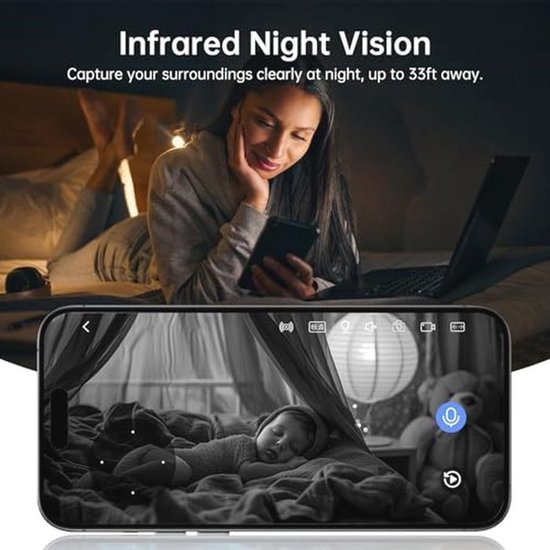 Indoor Camera Robot 2K HD met 360 PTZ Nanny Cam en 2-weg Audio — afbeelding 2