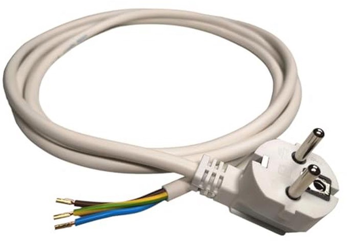 Stroomkabel 230V 16A 1.5mm met Schuko stekker en adereindhulzen - 2 Meter