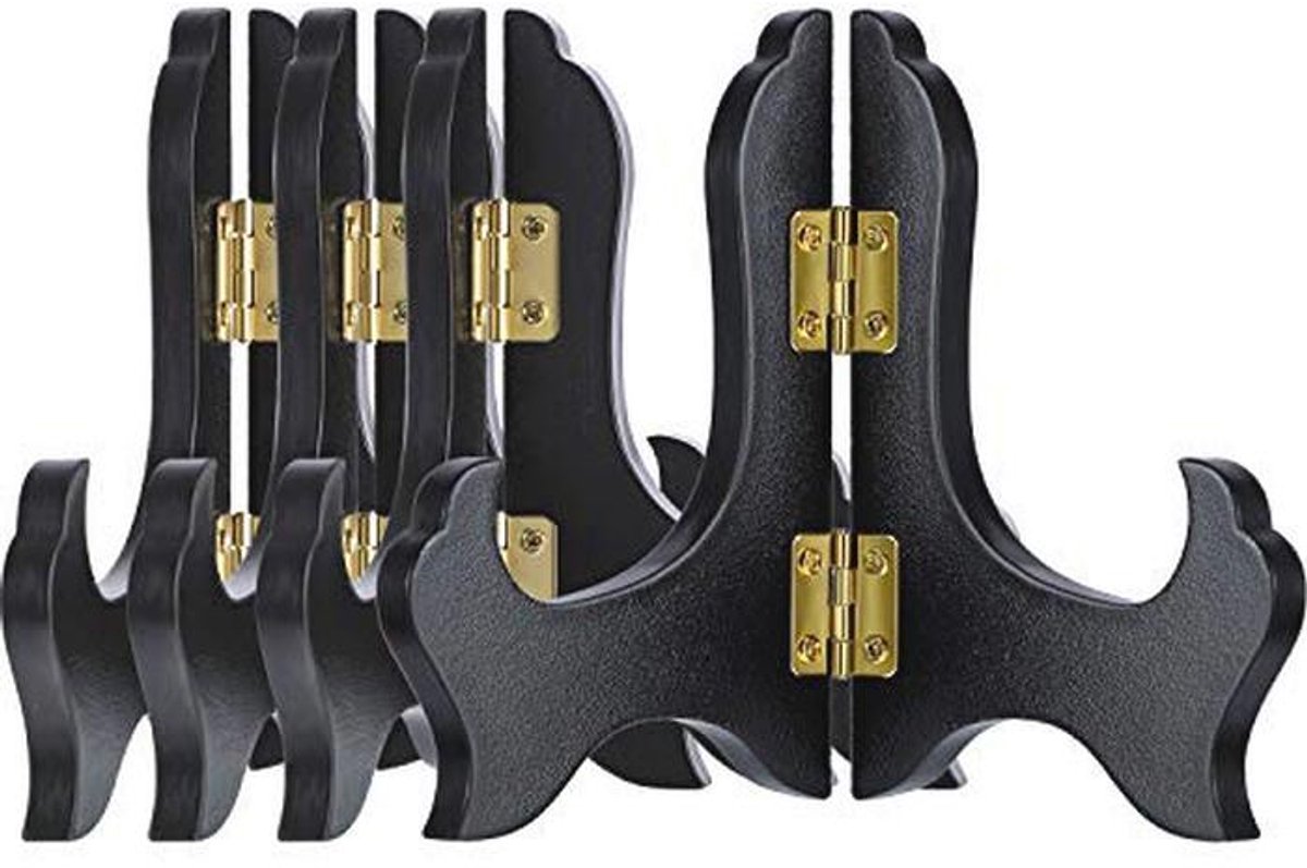 4 Stuks Houten Bordenstandaards - Ezelvormige Staanders - 10,2 cm - Zwart