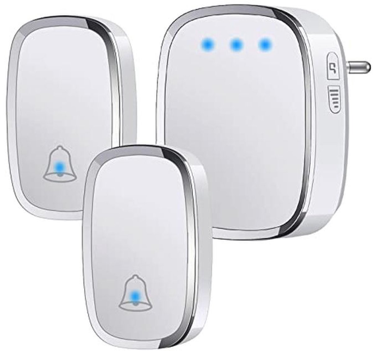Draadloze Deurbel Waterdicht IP44 met 300M Bereik, LED-indicator, 2 Zenders en 1 Ontvanger, 5 Volume Instellingen en 36 Beltonen
