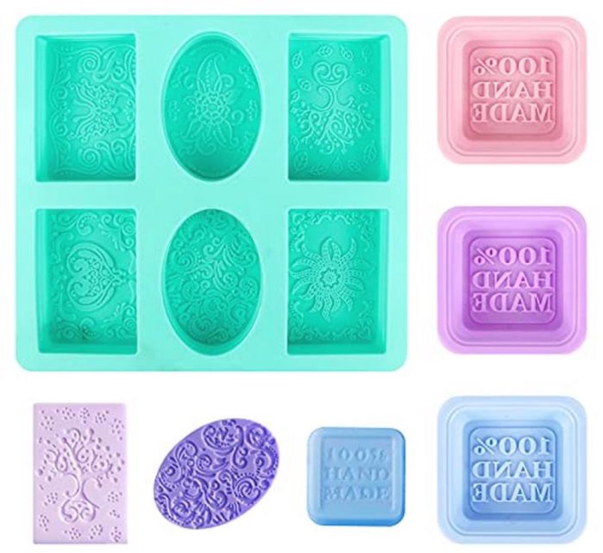 Siliconen zeepvormen met 6 holtes - Set van 4 - Ideaal voor knutselen