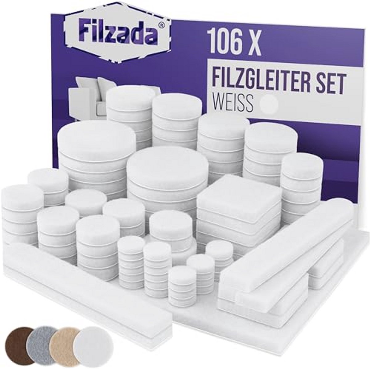 Zelfklevende Viltglijders Set - 106-delig (Vierkant en Rond) - Professionele Meubelglijders voor Ideale Kleefkracht