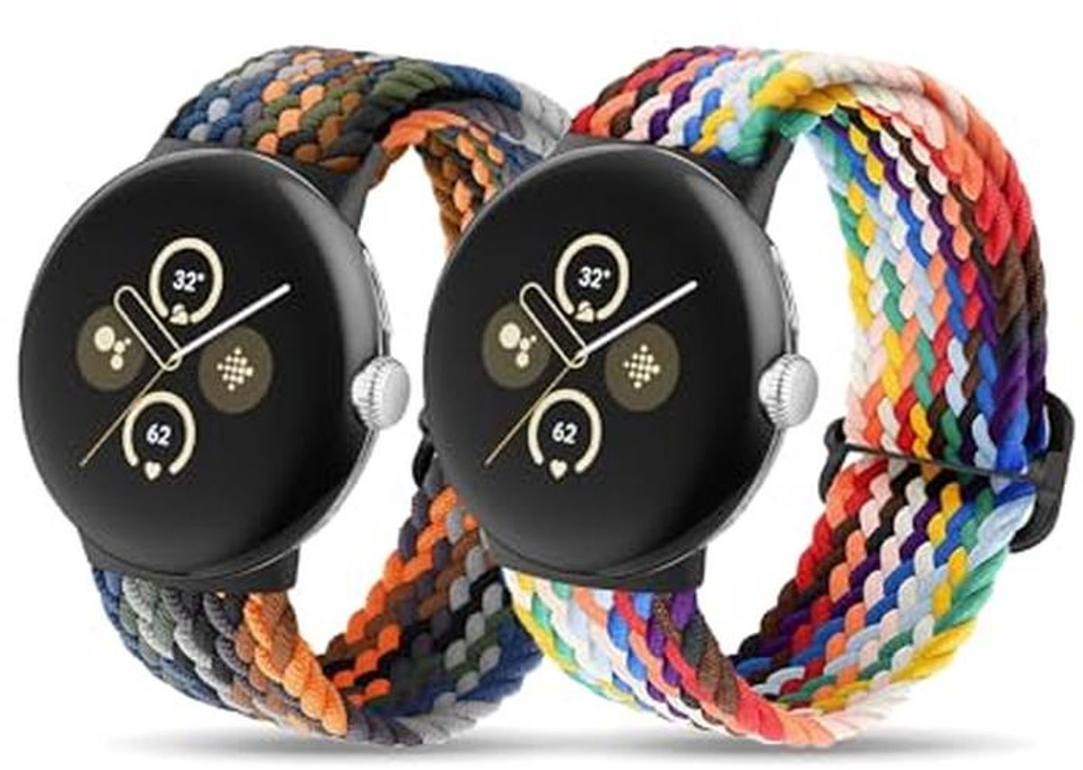 Nylon Gevlochten Horlogebandjes voor Pixel Watch - 2 Stuks, Verstelbaar en Elastisch