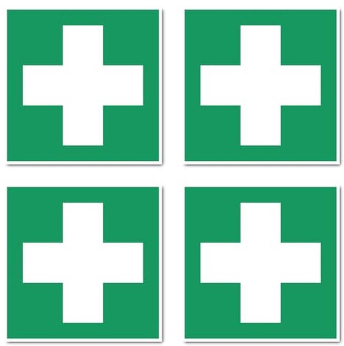 Eerste hulp reddingstekens - DIN EN ISO 7010 / ASR A1.3 - 10 cm stickers (4 stuks)