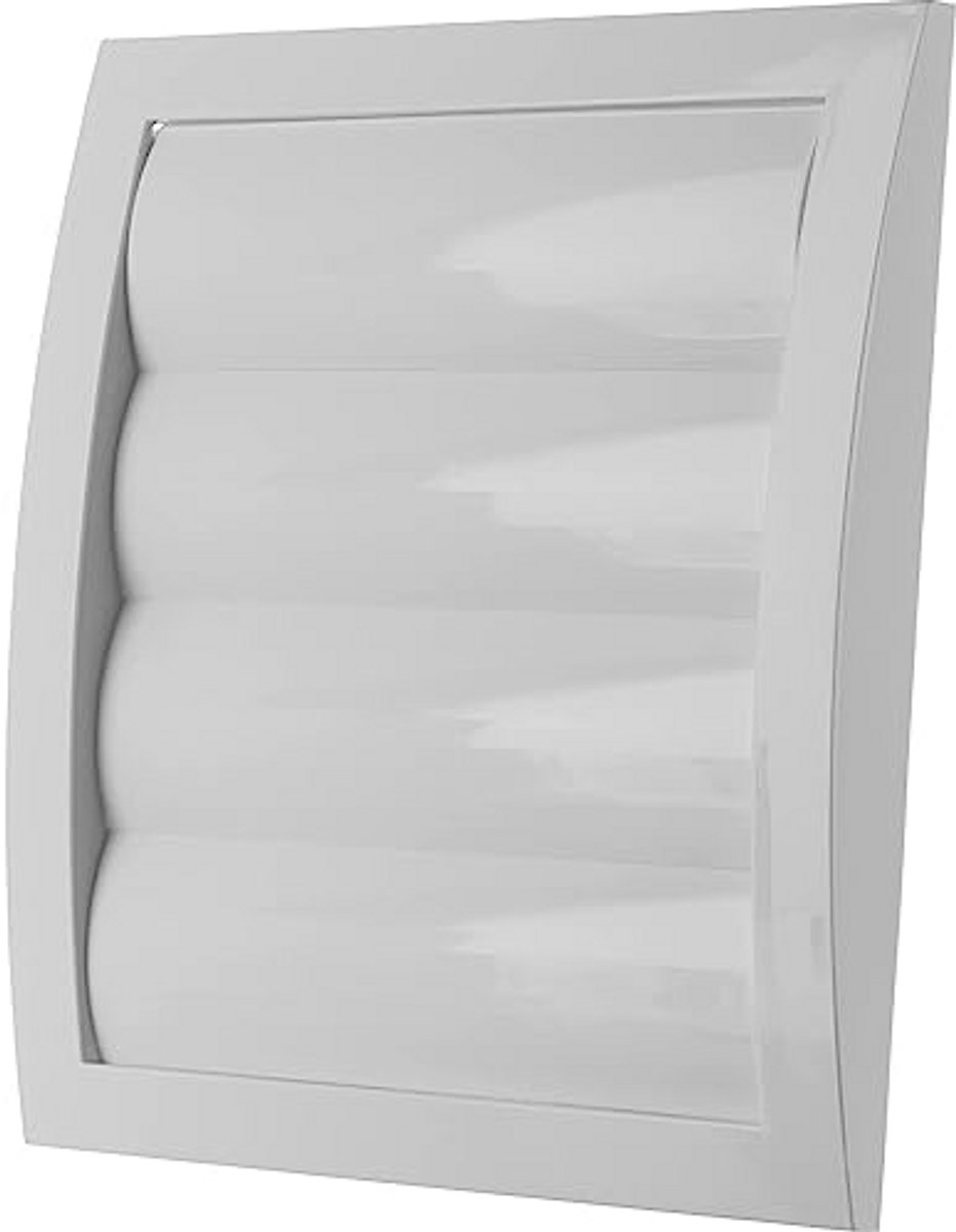 Ventilatierooster met lamellen en insectenbescherming - 190 x 190 mm, Ø 125 mm, kunststof, wit