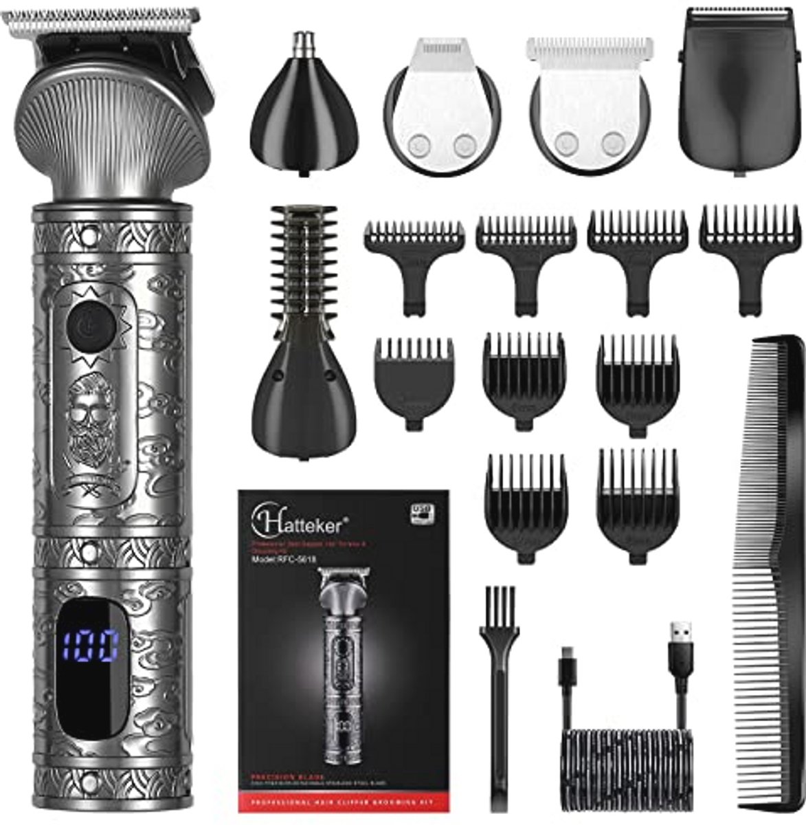 Haartrimmer Set voor Mannen - T-Blade, Neus- en Lichaamstrimmer