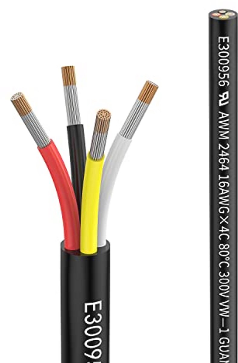 16 AWG Verlengkabel 5 meter - 4 geleiders, UL2464, voor 5V/12V/24V/300V toepassingen