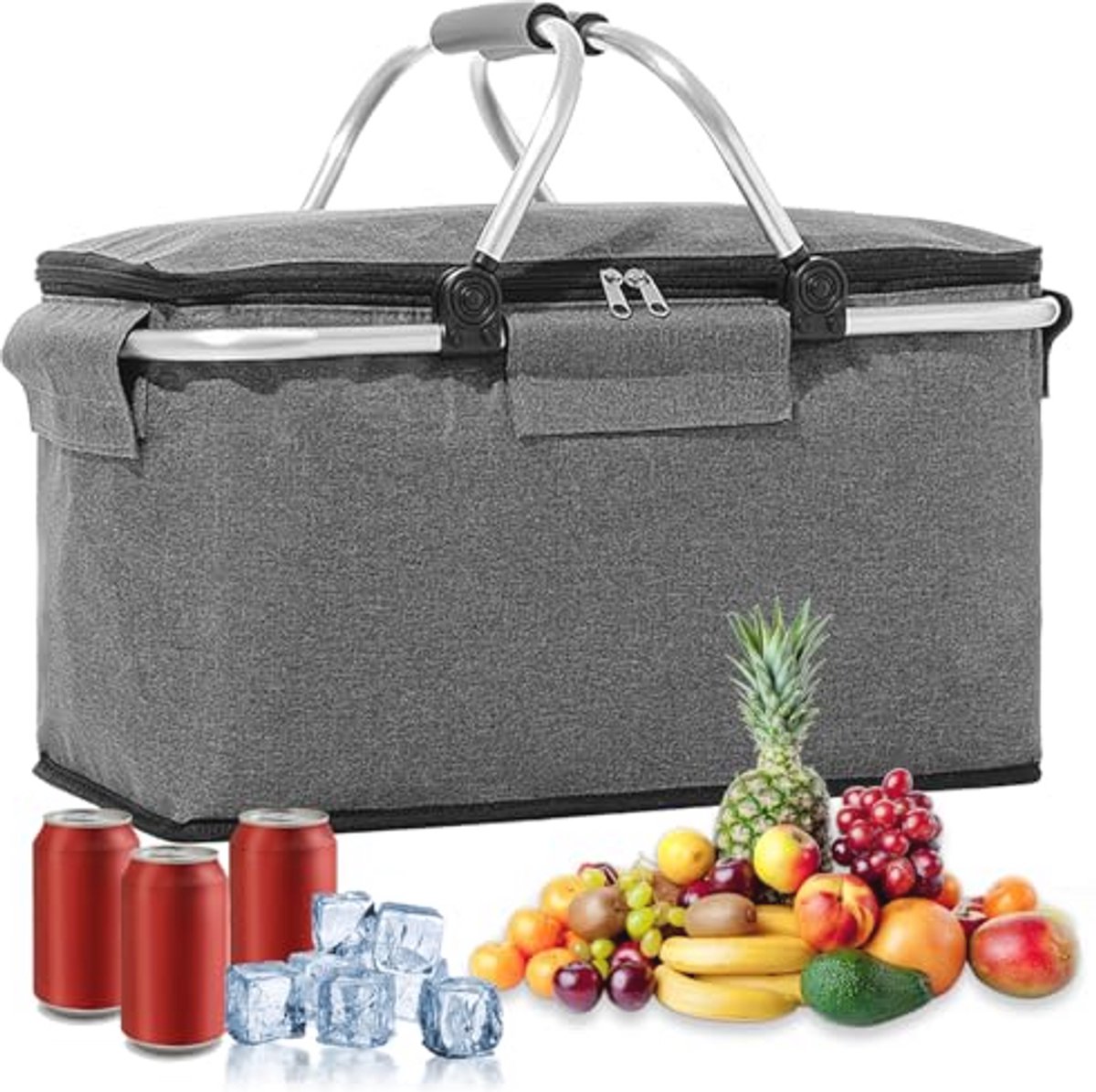 Opvouwbare koel tas voor boodschappen en picknick
