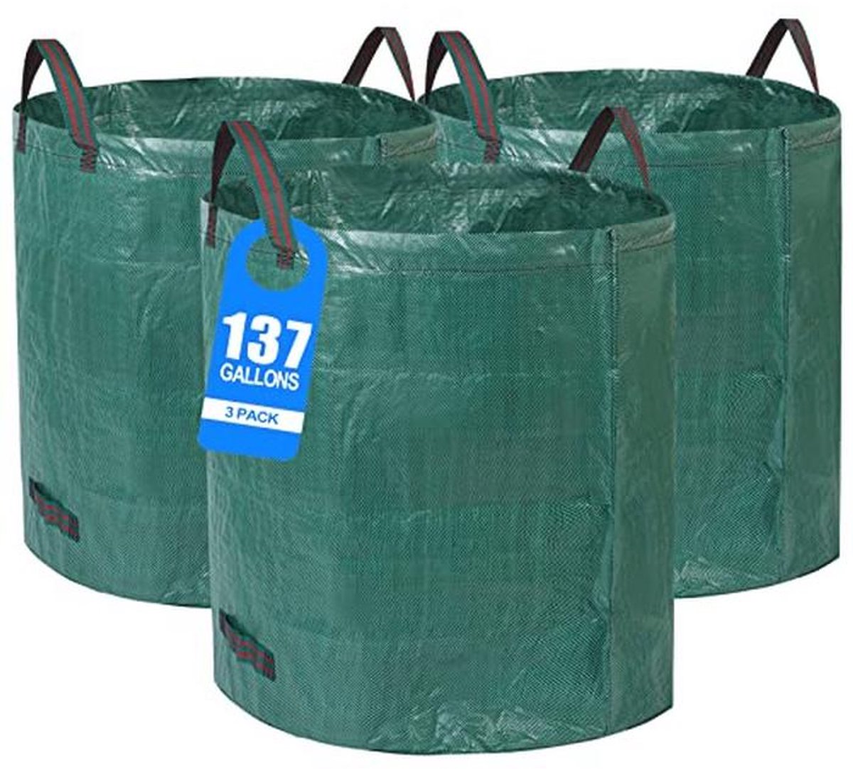 Extra Grote Herbruikbare Tuin Afval Zakken - 3 Pack - 137 Gallons Met Versterkte Handgrepen