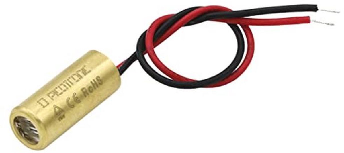 Linelasers, rood 650nm, 60°, 3-12V DC, Ø9x20 mm, focus 1m, klasse 1