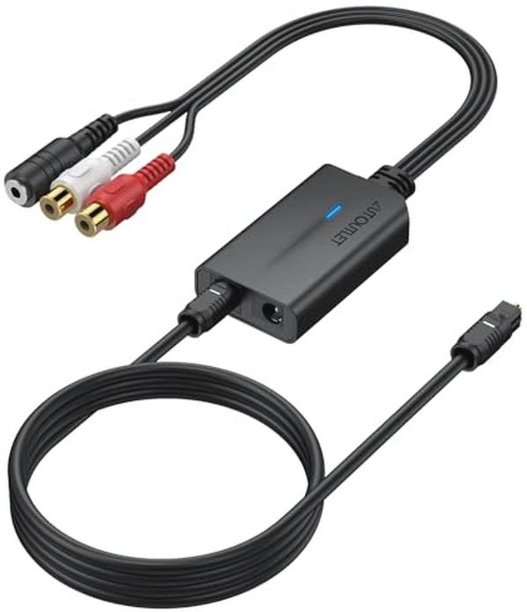 DAC-converter 192 kHz, Digitaal naar Analoog Audioconverter met Optische Toslink naar RCA en 3,5 mm Adapter