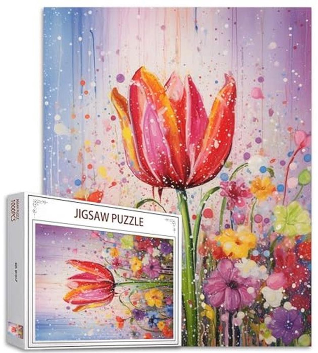 Abstracte bloemenpuzzel voor volwassenen - 1000 stukjes, ideaal voor speelavonden en woondecoratie