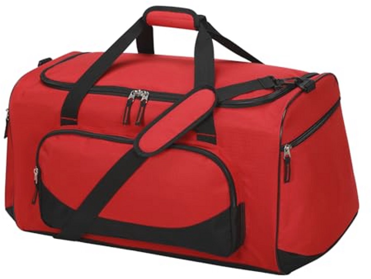 Grote Sporttas 55L - Ideale Weekend- en Fitnesstas voor Kamperen en Gym - 56x32x32cm (Rood)