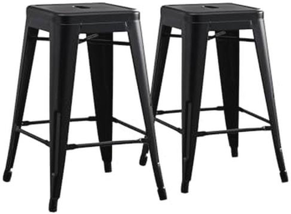 Moderne Rugloze Industriele Metalen Barkrukken 24 Inch - Set van 2