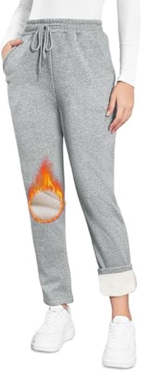 Dames Joggingbroek met Fleece, Hoge Taille en Zakken - Elastische Casual Broek S-XL