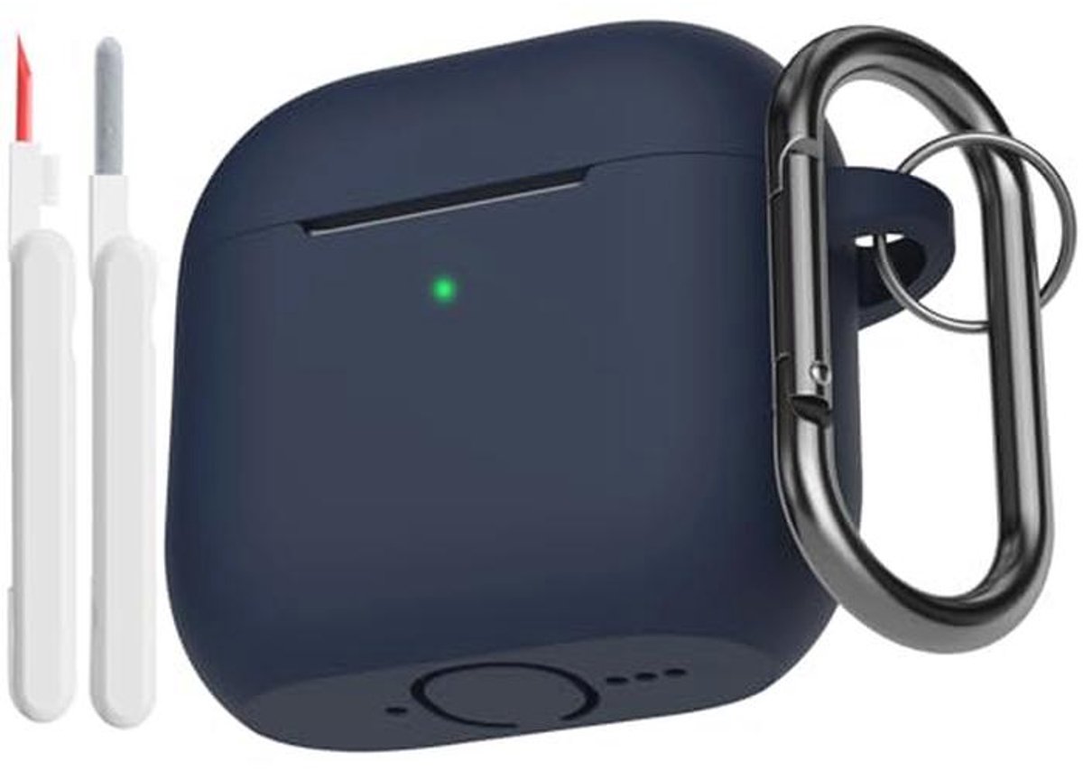 Zachte Siliconen Beschermhoes voor AirPods 4e Generatie met Reinigingsset - Schokabsorberend, Volledig Beschermend, Blauw