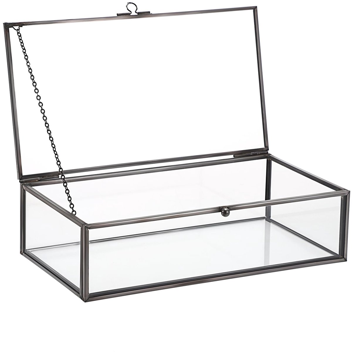 Ibenzoa® Elegante zwarte sieradendoos van glas en metaal voor stijlvolle opberging