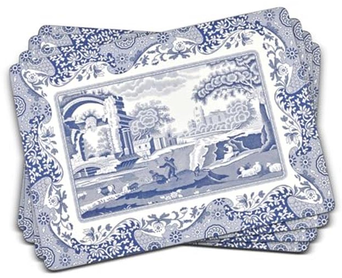 Blauwe Houten Placemats 40,1 x 29 cm - Italië Geïnspireerd Ontwerp
