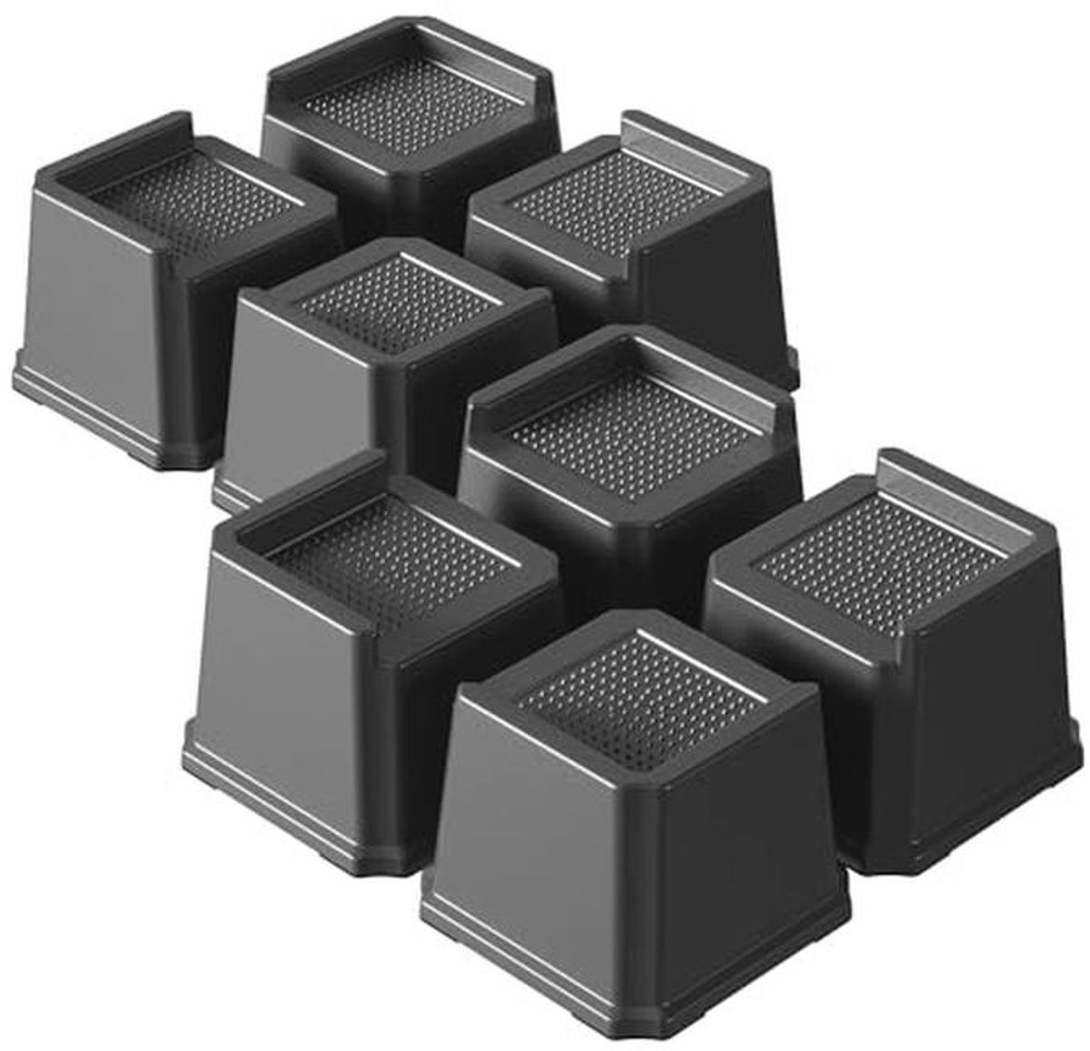 Zwarte Heavy Duty L-vormige meubelverhogers - Set van 8 (3" voor banken, stoelen en tafels)