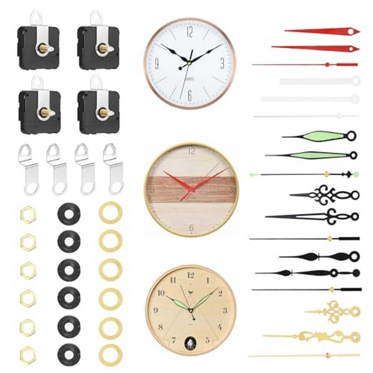 Uurwerkset voor Doe-Het-Zelf Wandklok - 6 Stuks Stil Uurwerk met Wijzers