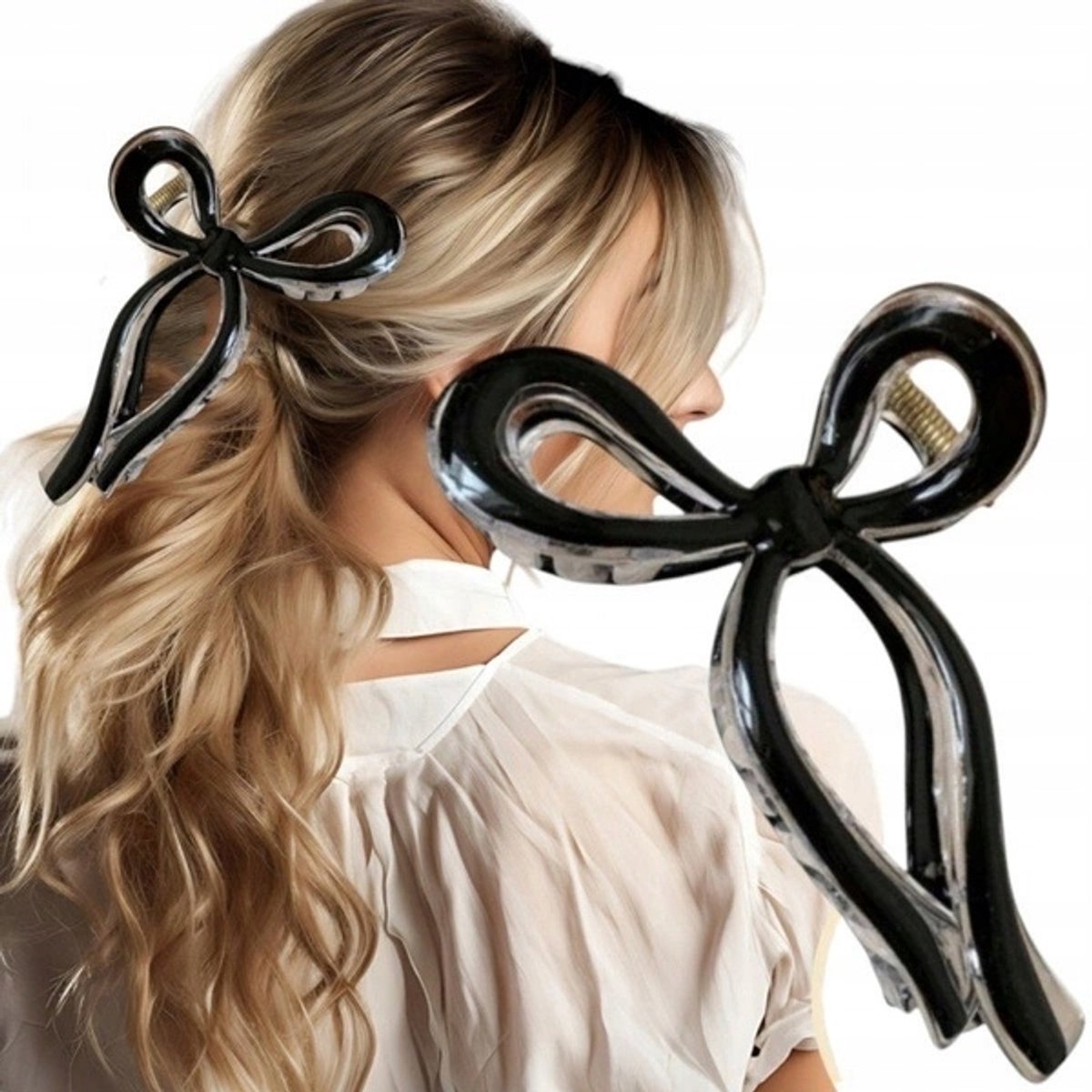 ECARLA Strikte Strik Klem Zwart 11x6cm - Elegant Haaraccessoire