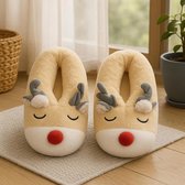 RUYI Kerstpantoffels voor dames en heren, pluche pantoffels, winterslippers, warm, pluizig, antislip, lichte zachte pantoffels, kerstcadeau, 38/39 EU