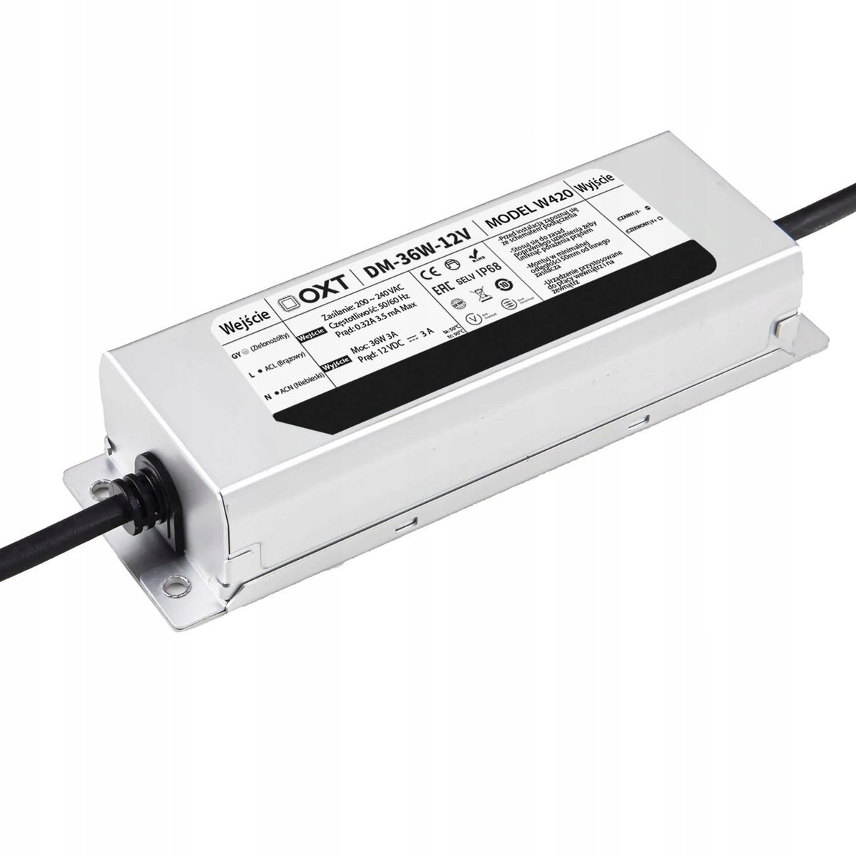 OXT LED Voeding 12V 36W 3A IP68 Waterdicht Hermetisch