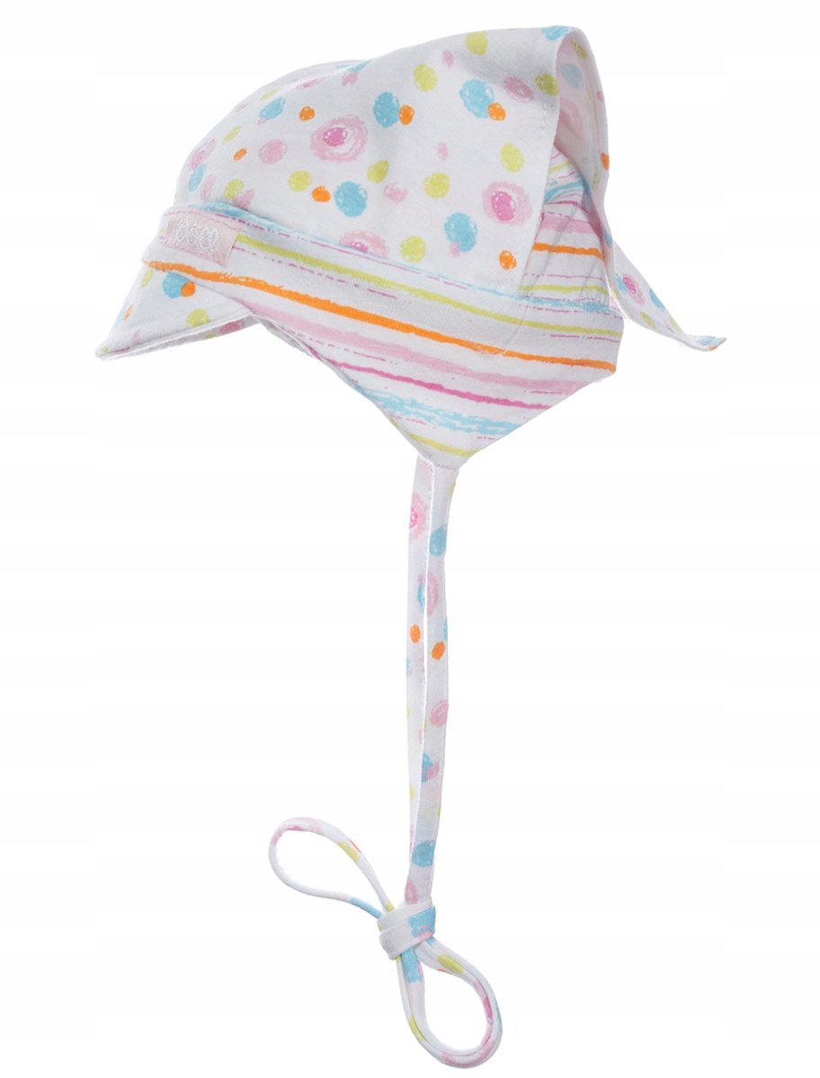 Doll Kinder Zonnehoed met Vizier - Maat 41 - Wit met Stippen