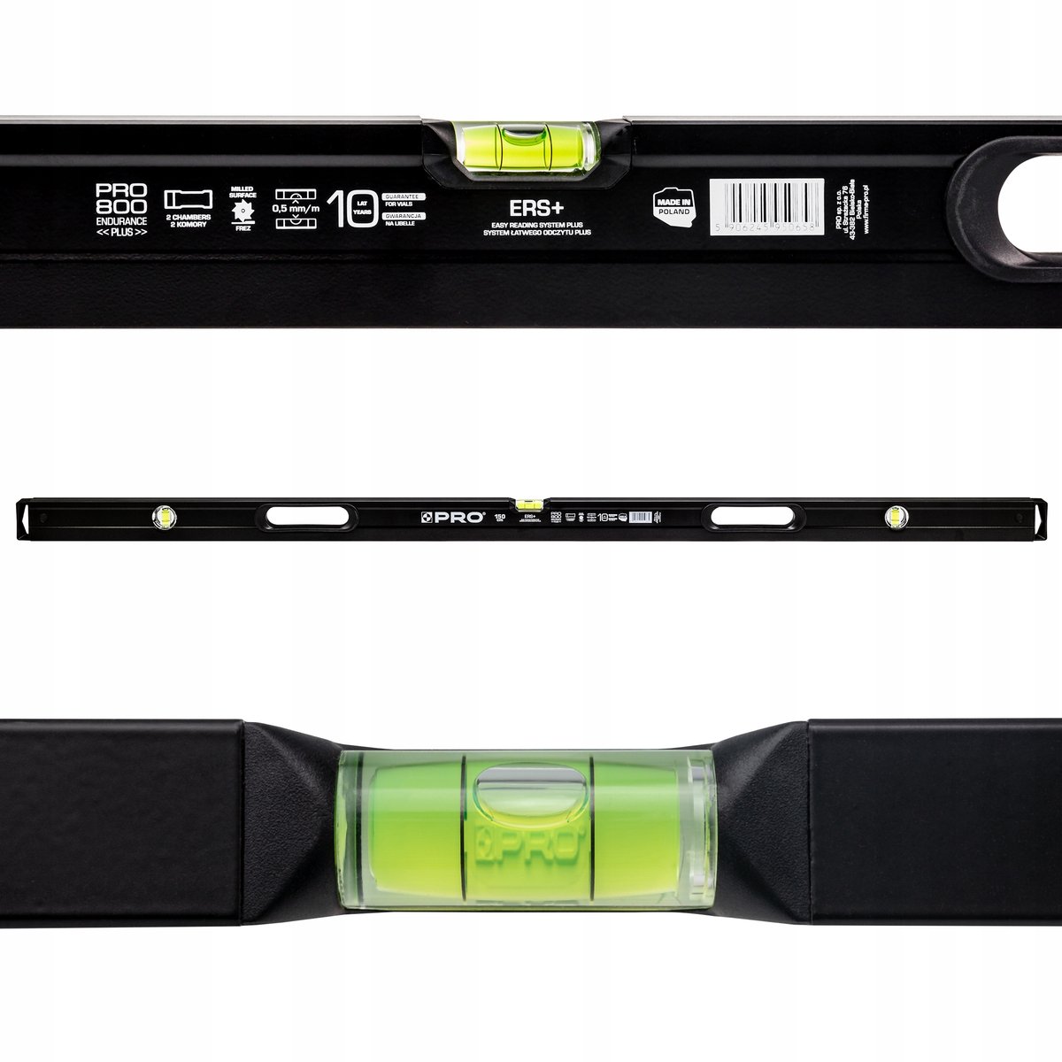 Pro800 Waterpas Zwart 150cm - Gefreesd & Ergonomisch