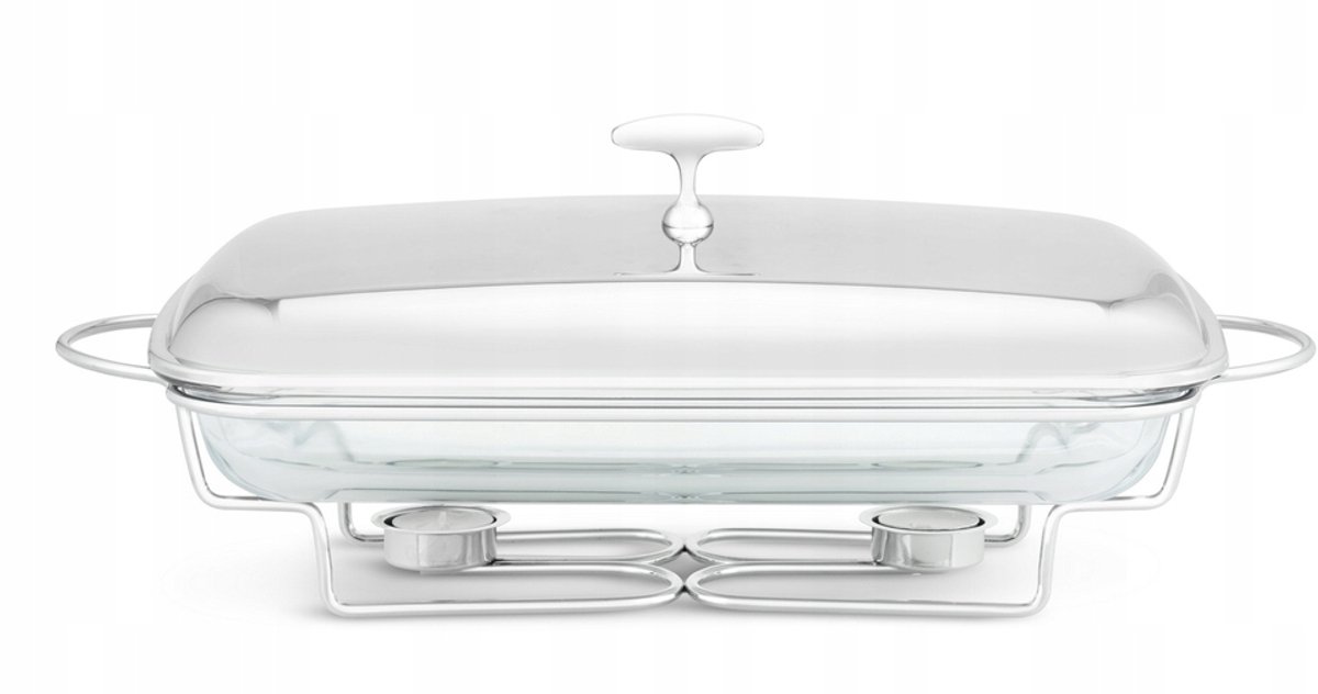 Steelpan met verwarming 3L - glas, roestvrijstalen voet