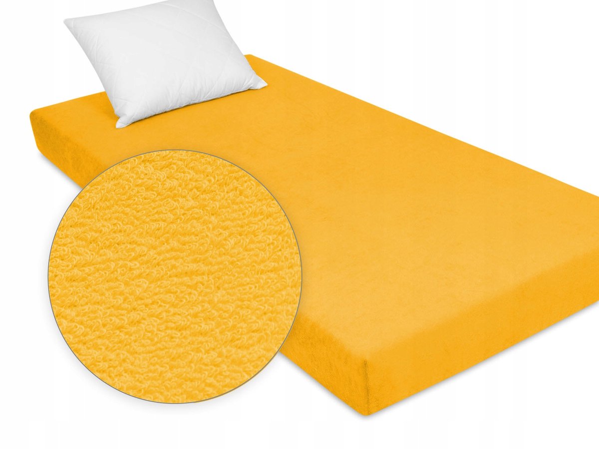 Badstof hoeslaken met elastiek 80x200 cm - Zonnegeel