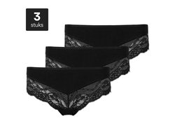 SNOCKS Hipsterslip met Kant - Biologisch Katoen - Ondergoed Dames - Dames Ondergoed - Dames Slips - Dames Onderbroeken - 3 Stuks