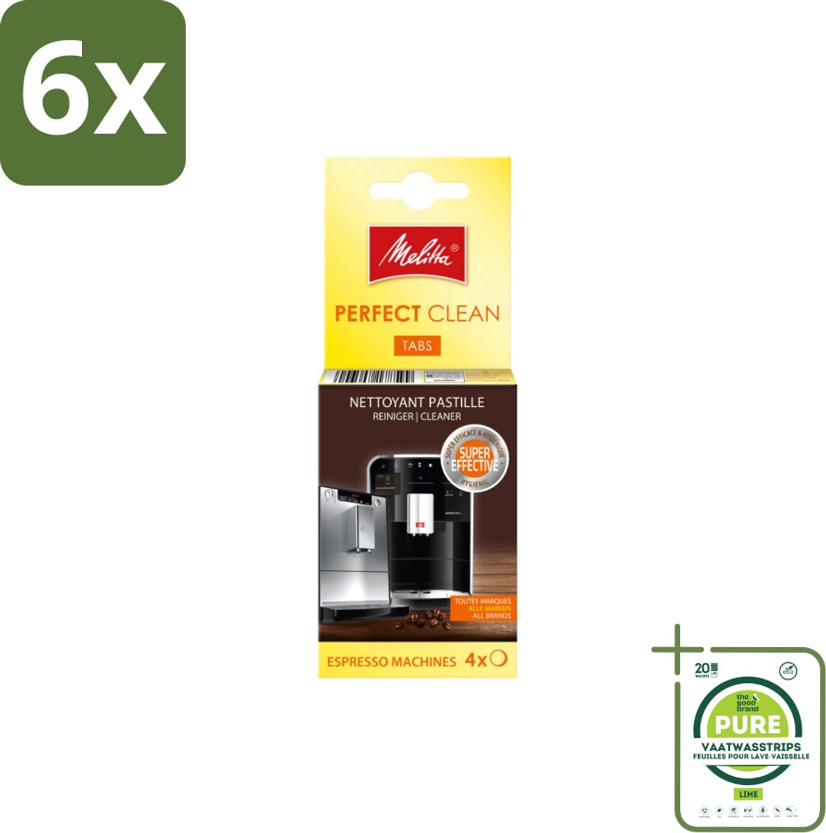 Melitta - Perfect Clean – Reinigingstabletten – Voor volautomatische espressomachines – 4 tabletten - Voordeelverpakking - 6 stuks - Reinigingstabletten - Koffieautomaten