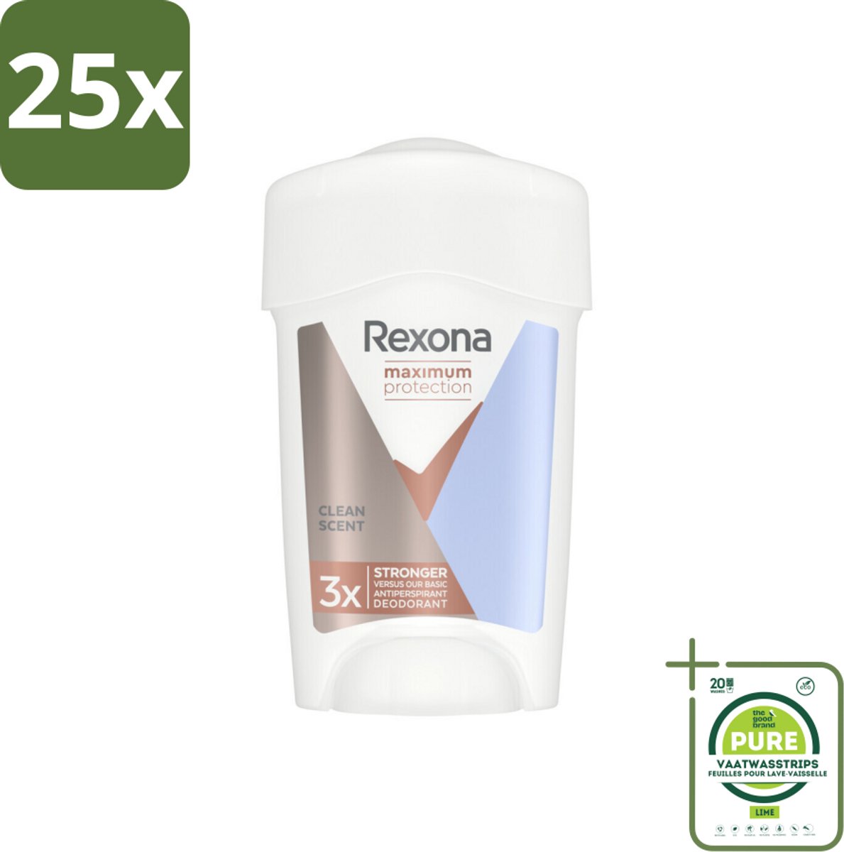25 x Rexona - Deodorant Stick - Women Maximum Protection Clean Scent - Anti-transpirant - 45 ml - Grootverpakking - Anti-transpirant - Deodorant - Zweet - Lichaamsgeur - Bescherming