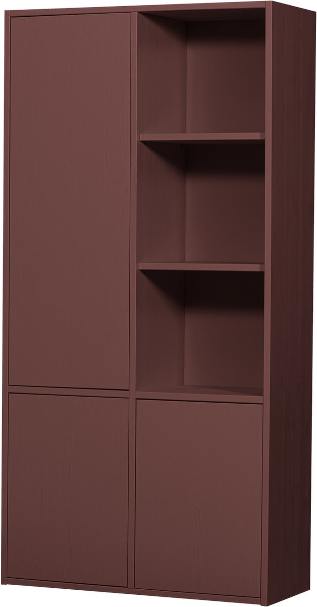 WOOOD Merel opbergkast - Grenen - Bordeauxrood - 100x200x44 cm