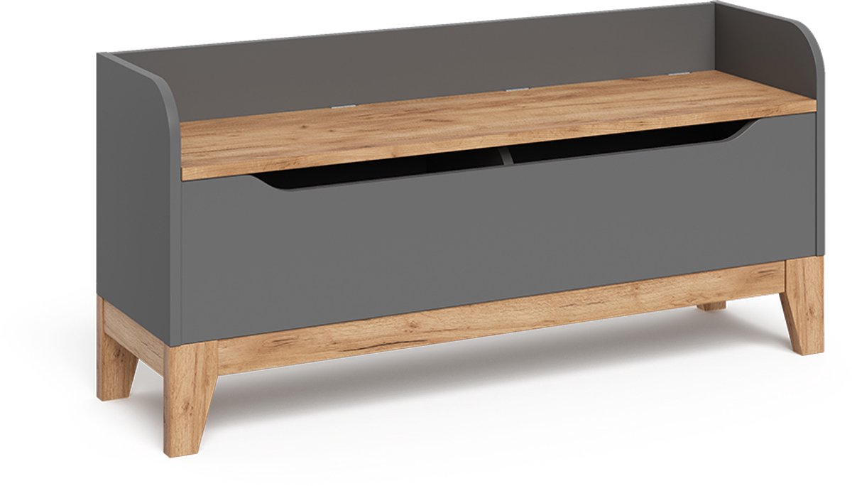Vitalispa Malia Speelgoedkist – 107.2 x 50 cm met zitting Grijs/Kunstnijverheid