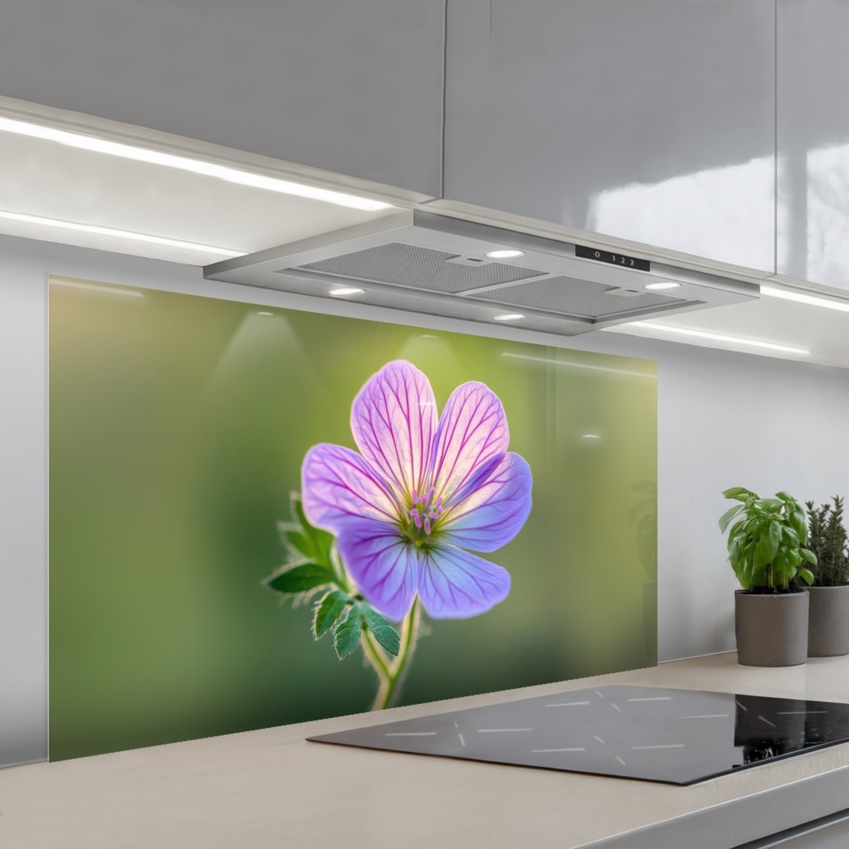 KitchenYeah Spatscherm 120x60 cm Zelfklevende achterwand Bloem Close up Paars Keuken muurbeschermer Spatwand fornuis