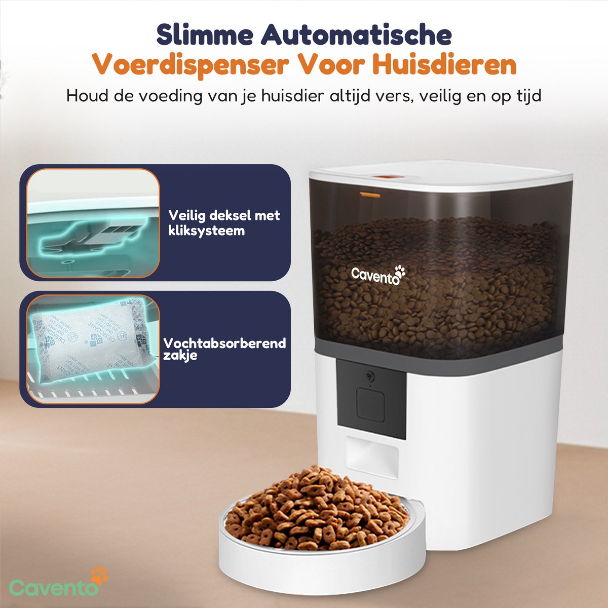 Cavento Automatische Voerbak 6L Wit met App-Besturing - afbeelding 2