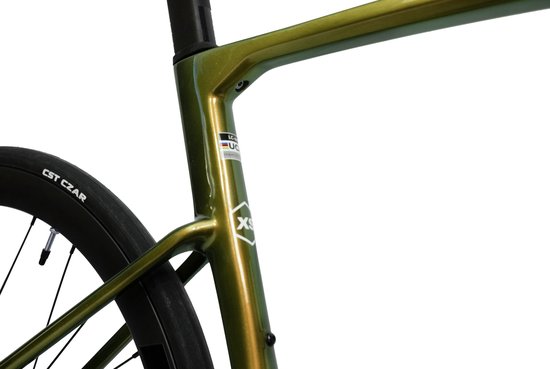 Rinos Odin 1 Carbon Road - RaceFiets - met UCI Frameset- met Shimano SORA 18 versnellingen en schijfremmen - lichte fiets voor dames en heren - 700 x 40C - Kameleon Goud Groen M-54 van Rinos — afbeelding 2