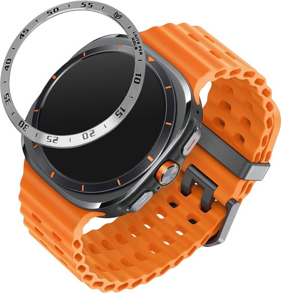 kwmobile Beschermende Ring geschikt voor Samsung Galaxy Watch Ultra 47mm Fitness Tracker - Bezel Ring voor smartwatch - Beschermring voor smartwatch in zilver / zwart.