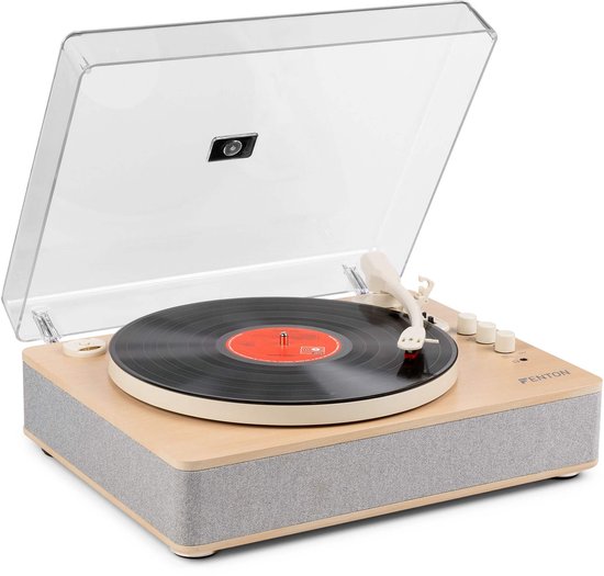 Platenspeler Bluetooth (in/uit) - Fenton RP162S - retro platenspeler met speakers (stereo) en mp3 speler - Beige
