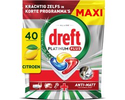 Dreft Platinum Plus Vaatwastabletten Citroen - Anti-Dofheidstechnologie - 40 stuks