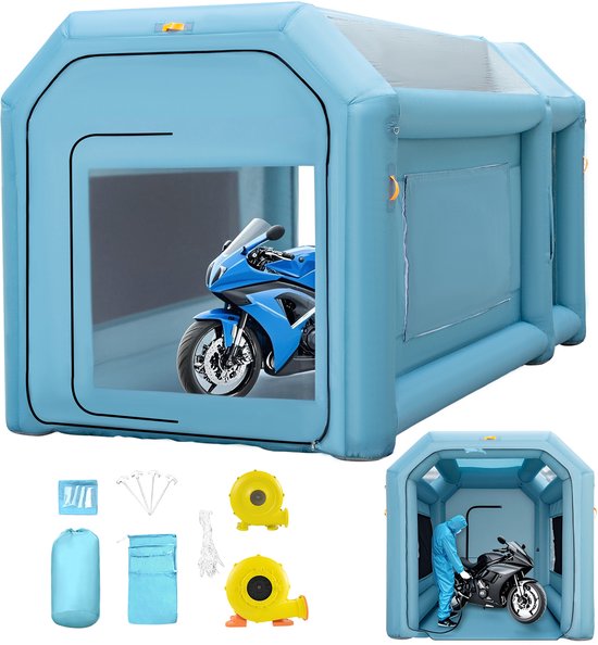 Draagbare opblaasbare spuitcabine, 13 x 8 x 8 ft spuittent met luchtfiltering en dubbele blowers, verbeterde opblaasbare spuittent voor het spuiten van auto's en motorfietsen van Vevor — afbeelding 5